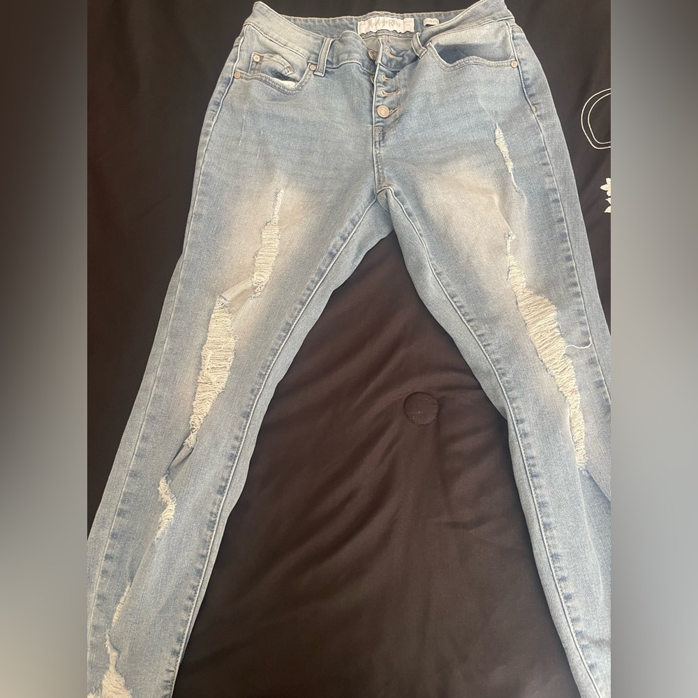 Indigo Rein Blue Skinny Jeans Distressed Style